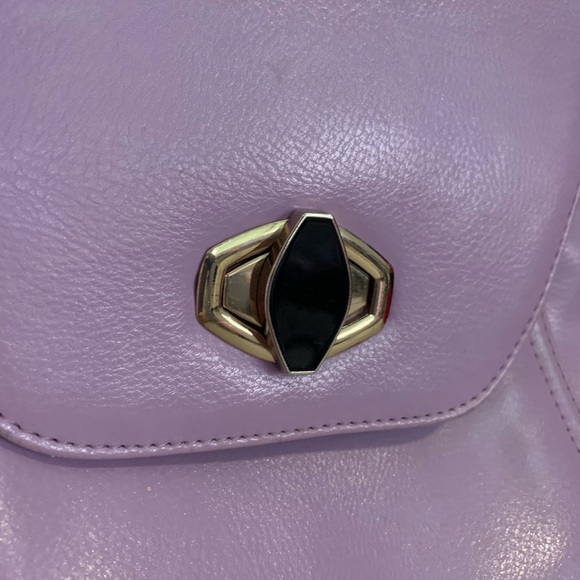 Purple Faux Leather Backpack with Modern Clasp - Picture 2 of 10